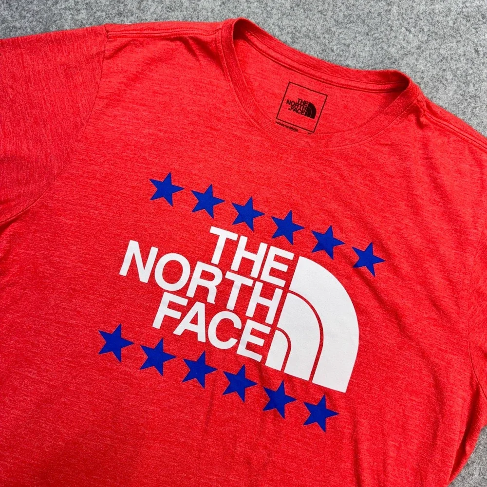 THE NORTH FACE T Shirt Mens XL Large Logo‎ Shirt Orange Color Short Sleeve